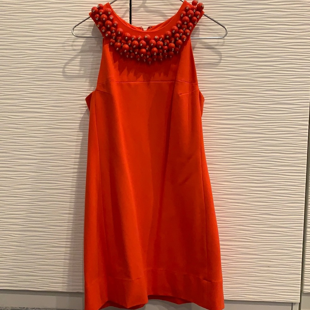 DIANE VON FURSTENBERG red beaded dress. Size 6